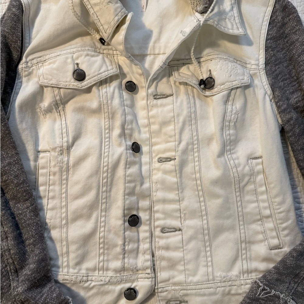 Free People White and Gray Hooded Jacket Size Small - Picture 4 of 4